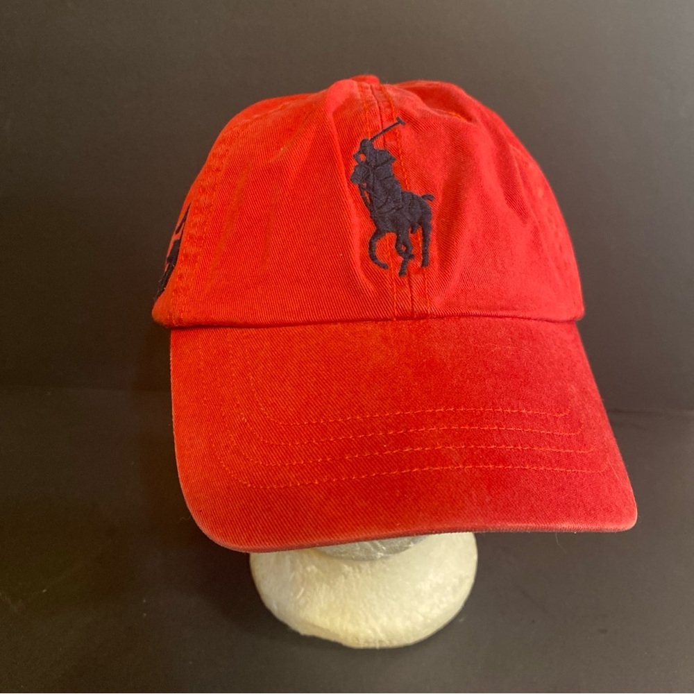 Polo by Ralph Lauren Red Baseball Cap with Navy Pony Logo